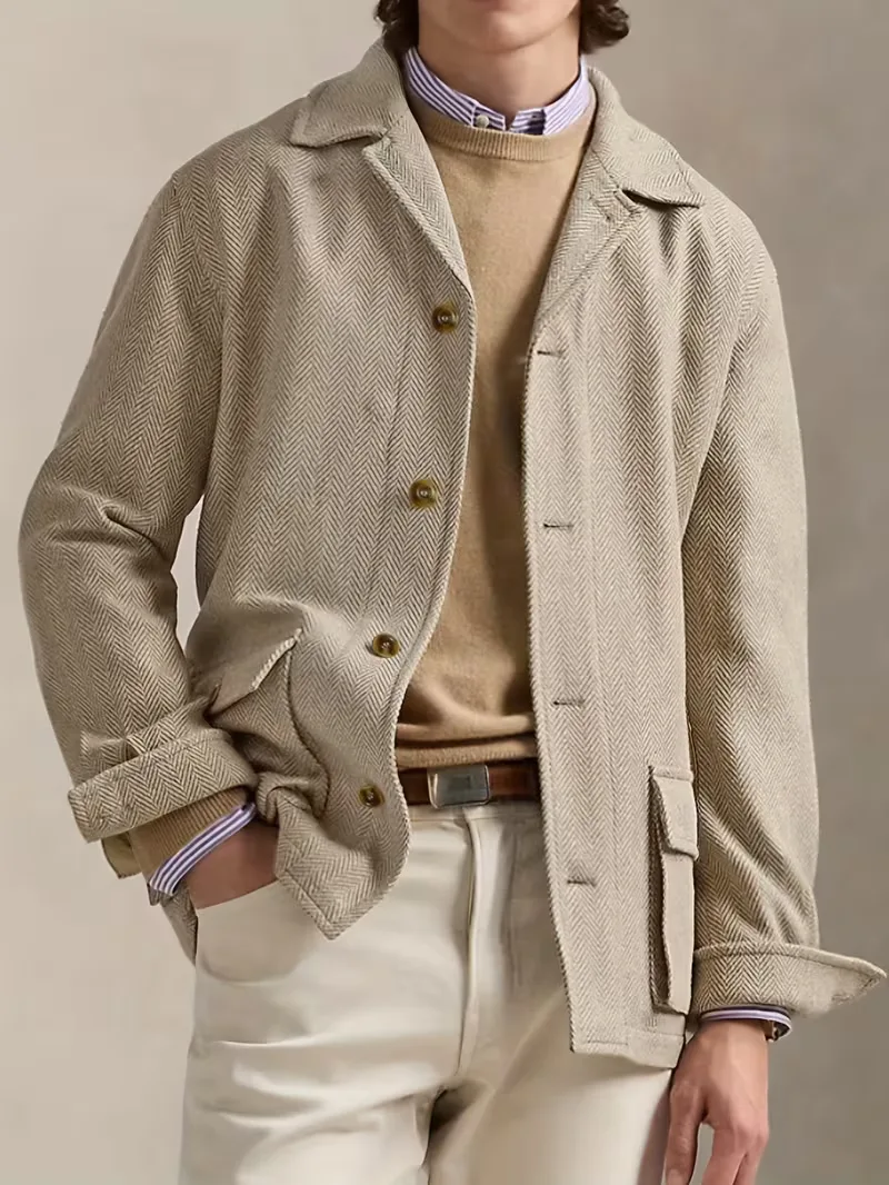 Trenchcoat met herringbone patroon