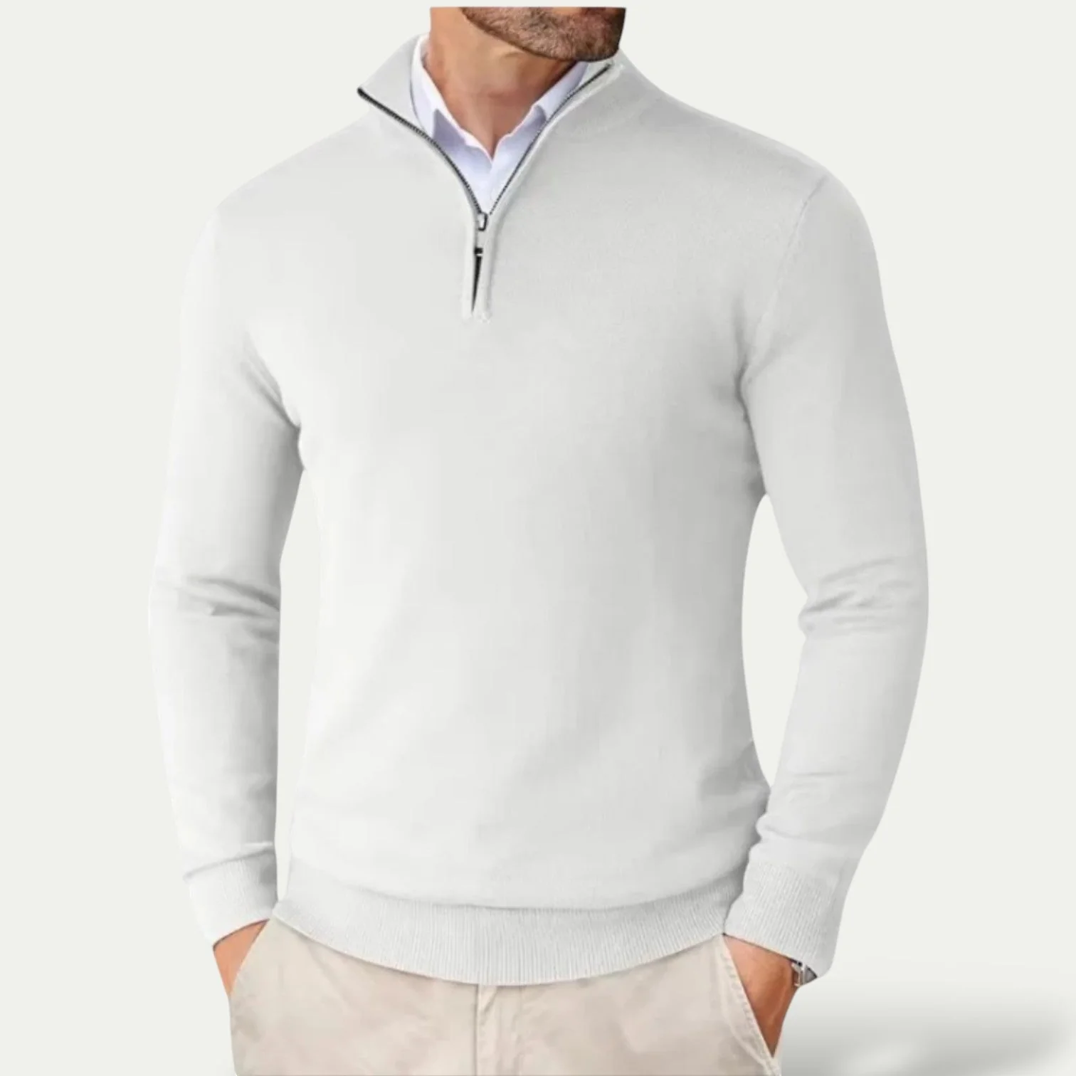 Trui van kasjmier met halve rits en slim fit - Image 10