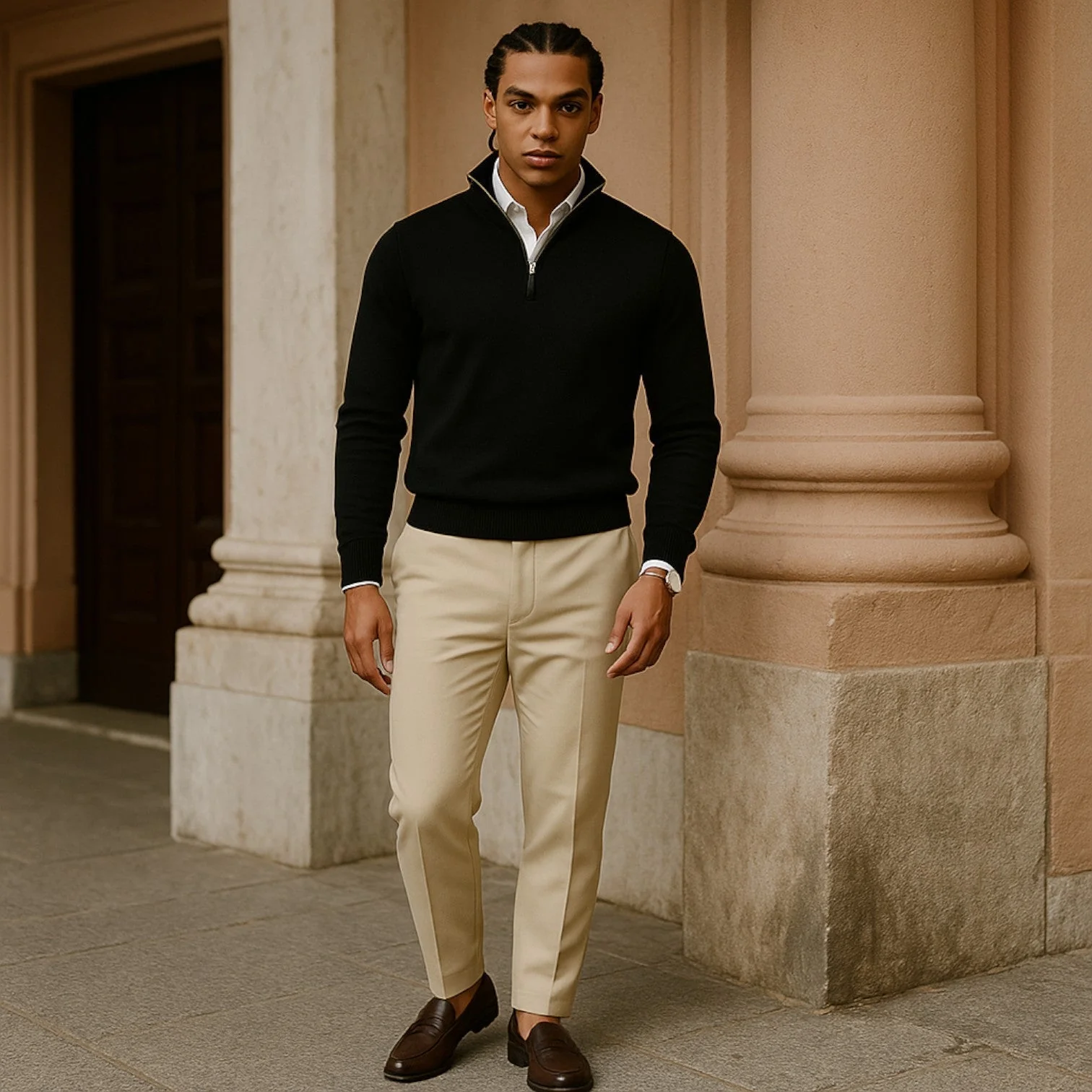 Trui van kasjmier met halve rits en slim fit - Image 3