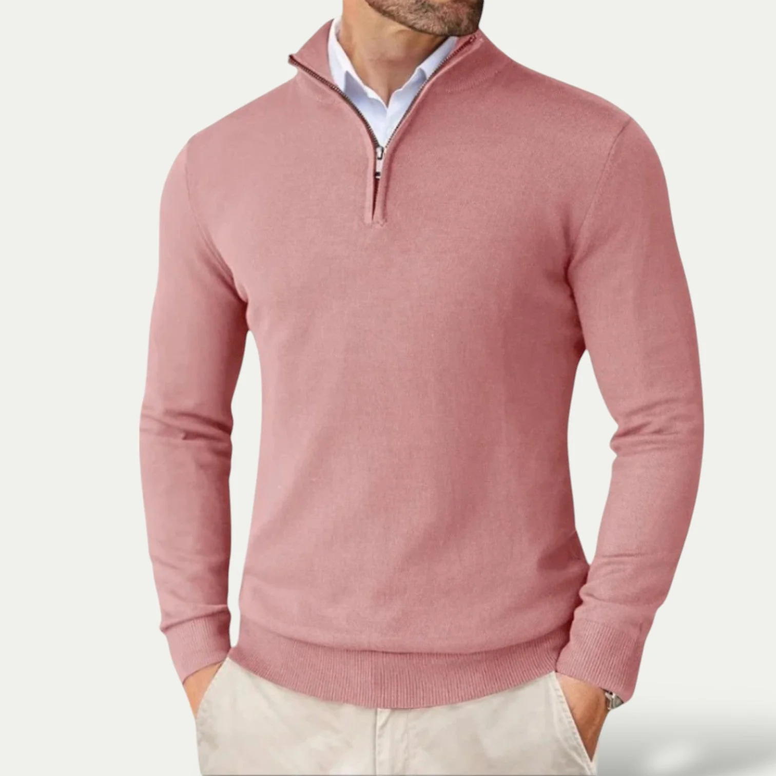 Trui van kasjmier met halve rits en slim fit - Image 5