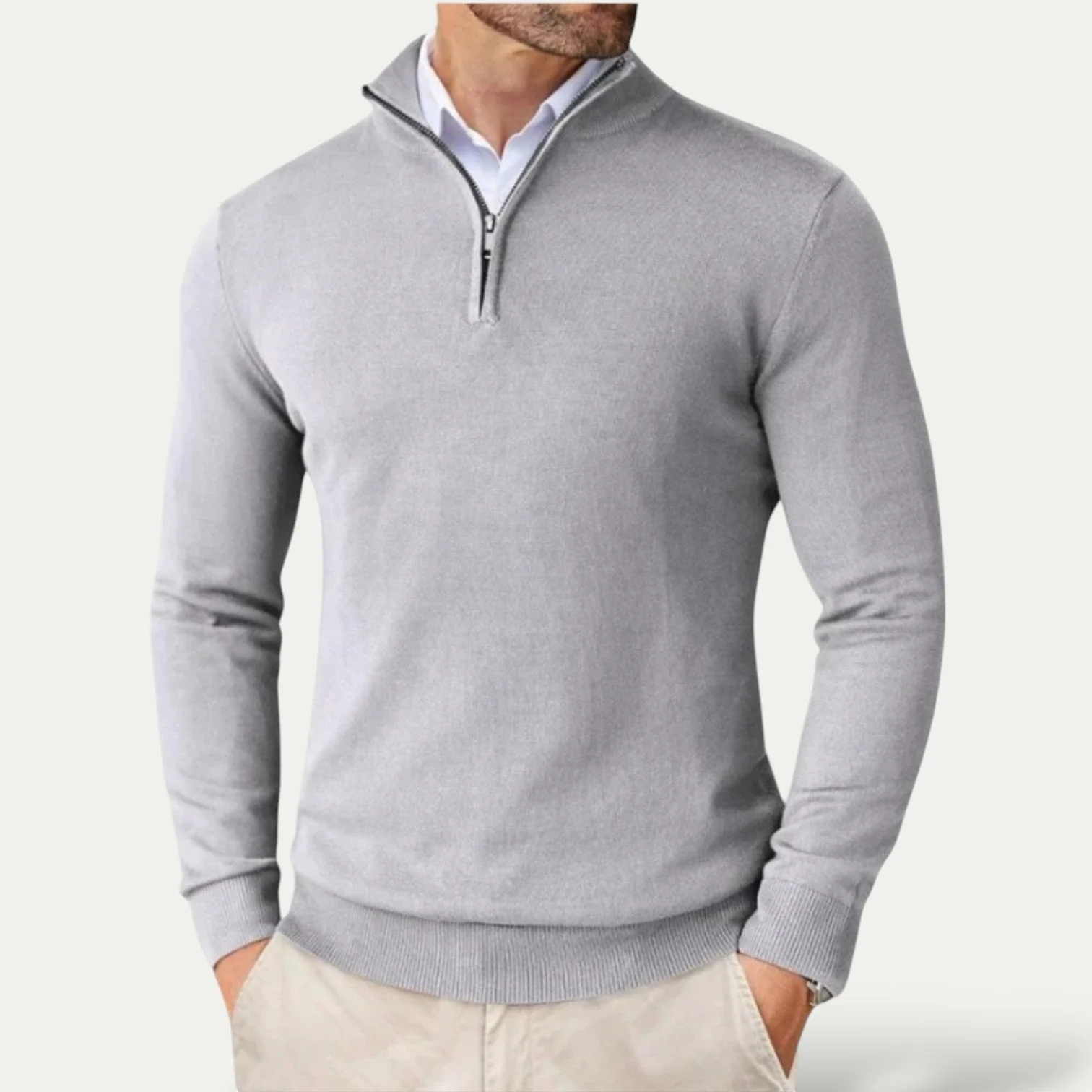 Trui van kasjmier met halve rits en slim fit - Image 6