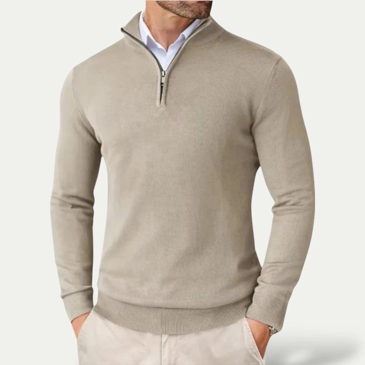 Trui van kasjmier met halve rits en slim fit - Image 7