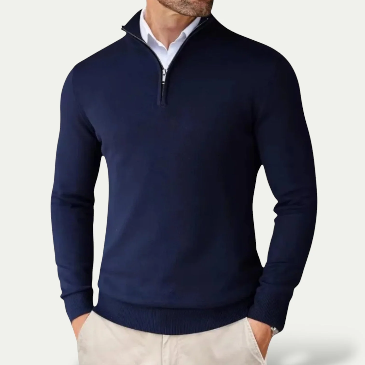 Trui van kasjmier met halve rits en slim fit - Image 8