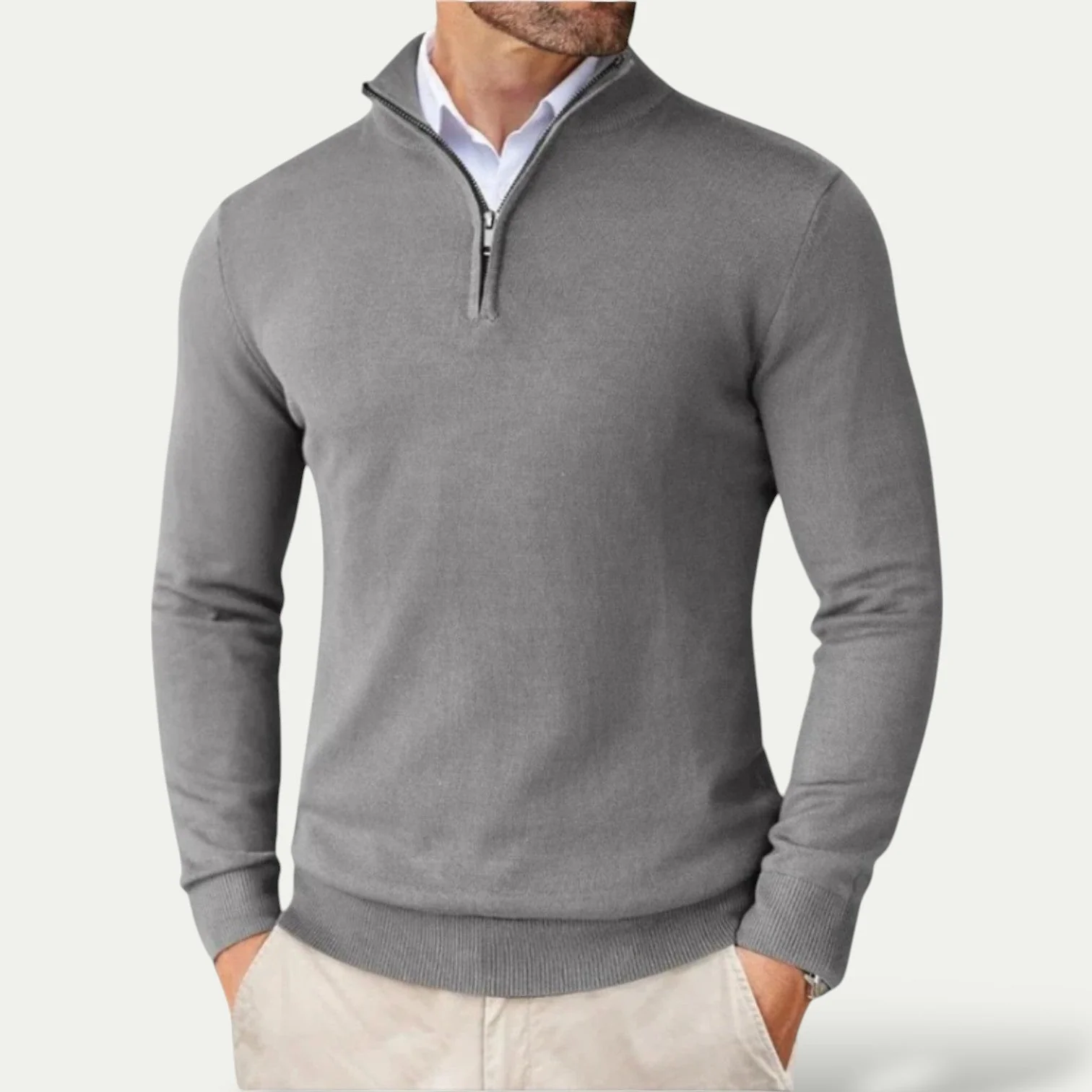 Trui van kasjmier met halve rits en slim fit - Image 9