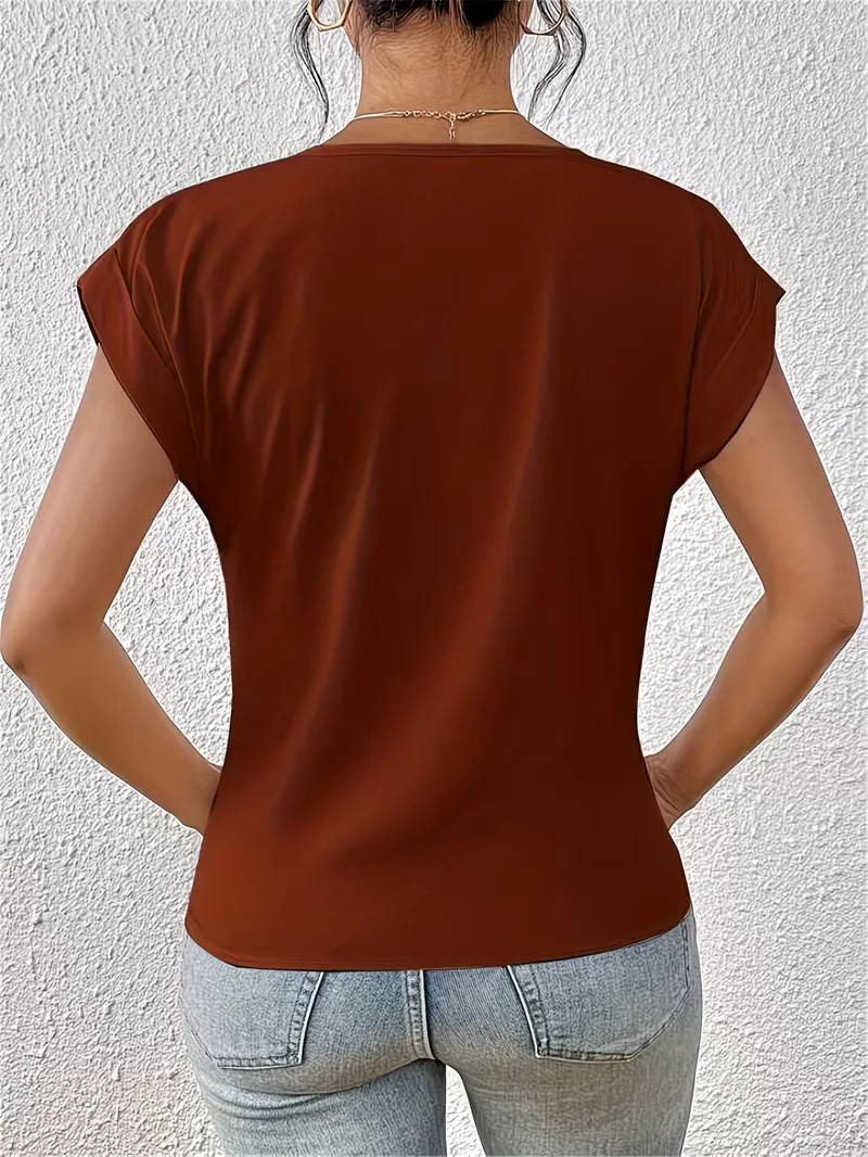 V-hals T-shirt met draped front - Image 18