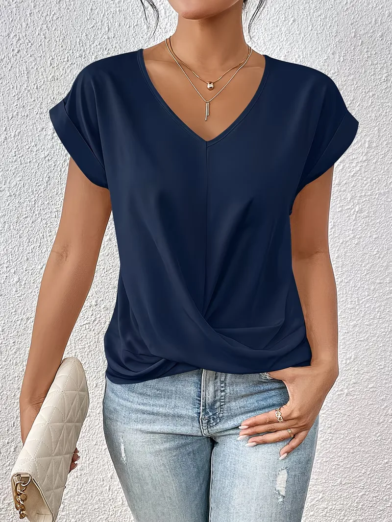 V-hals T-shirt met draped front - Image 26