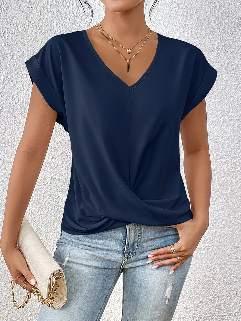 V-hals T-shirt met draped front - Image 28