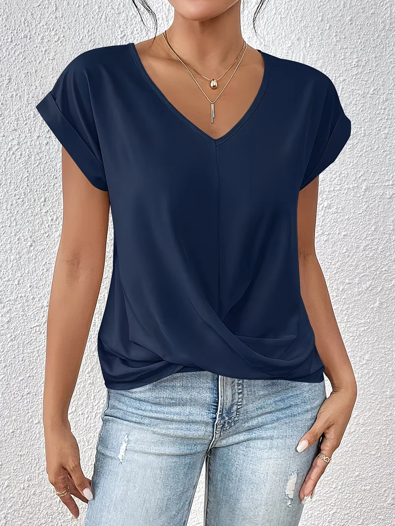 V-hals T-shirt met draped front - Image 30