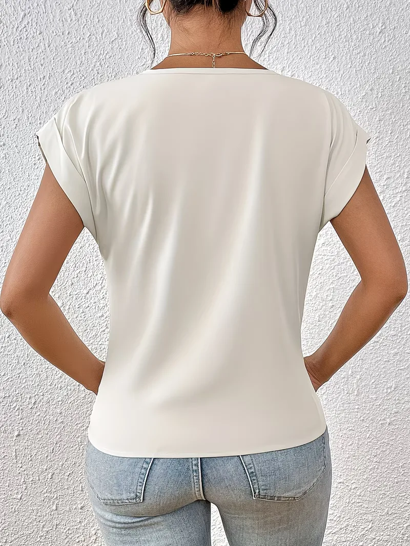 V-hals T-shirt met draped front - Image 32
