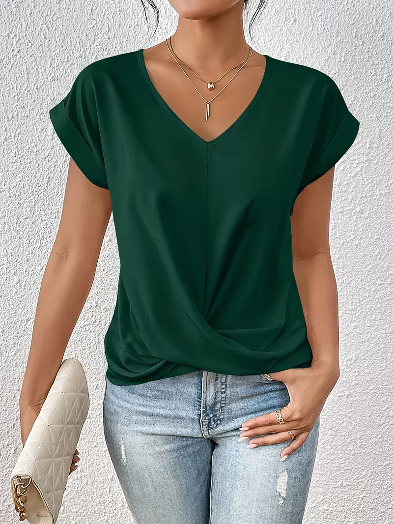 V-hals T-shirt met draped front - Image 37