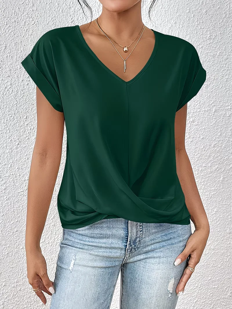 V-hals T-shirt met draped front - Image 40