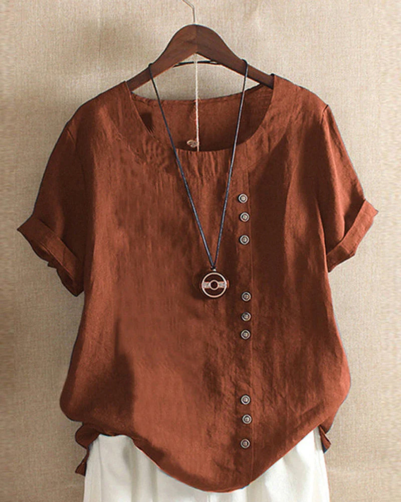 Vera | Effen t-shirt met ronde hals en korte mouw - Image 3