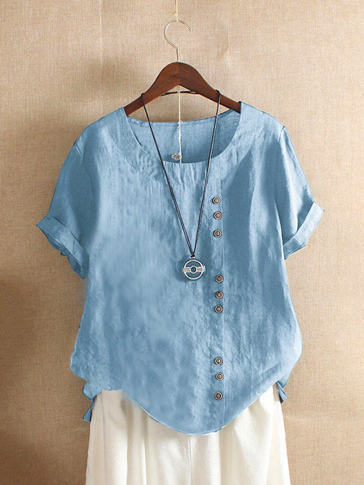 Vera | Effen t-shirt met ronde hals en korte mouw - Image 5