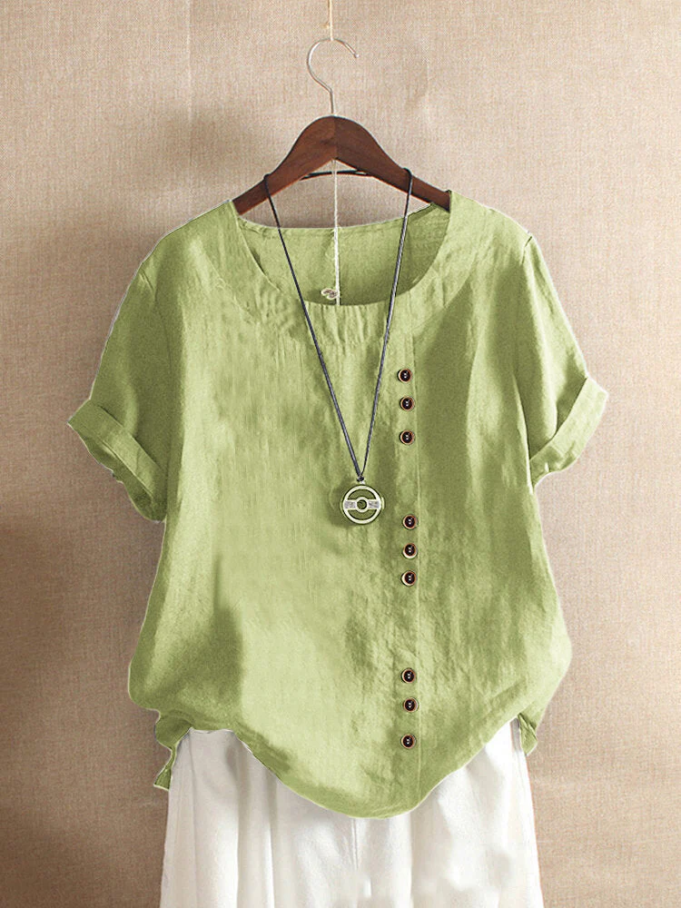 Vera | Effen t-shirt met ronde hals en korte mouw - Image 6
