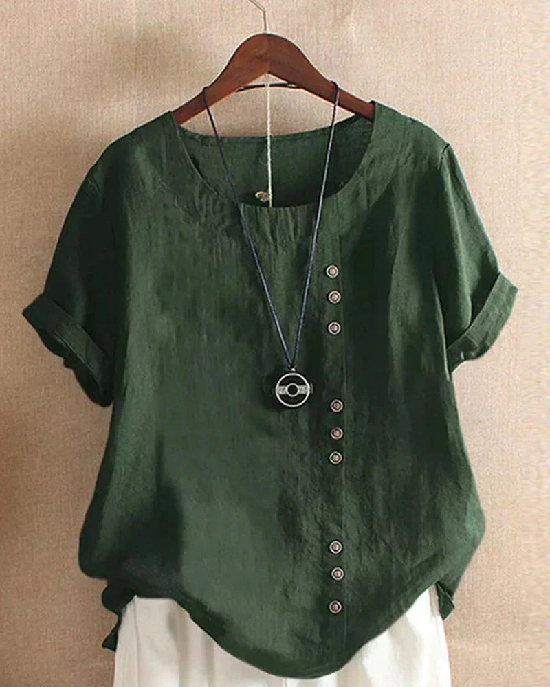 Vera | Effen t-shirt met ronde hals en korte mouw - Image 7