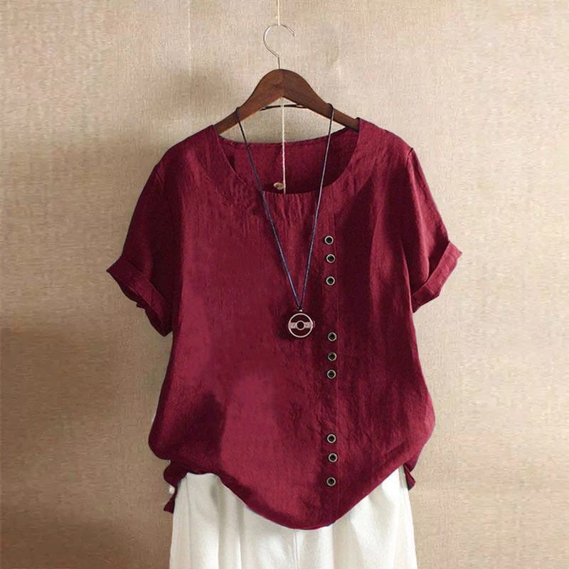 Vera | Effen t-shirt met ronde hals en korte mouw - Image 8