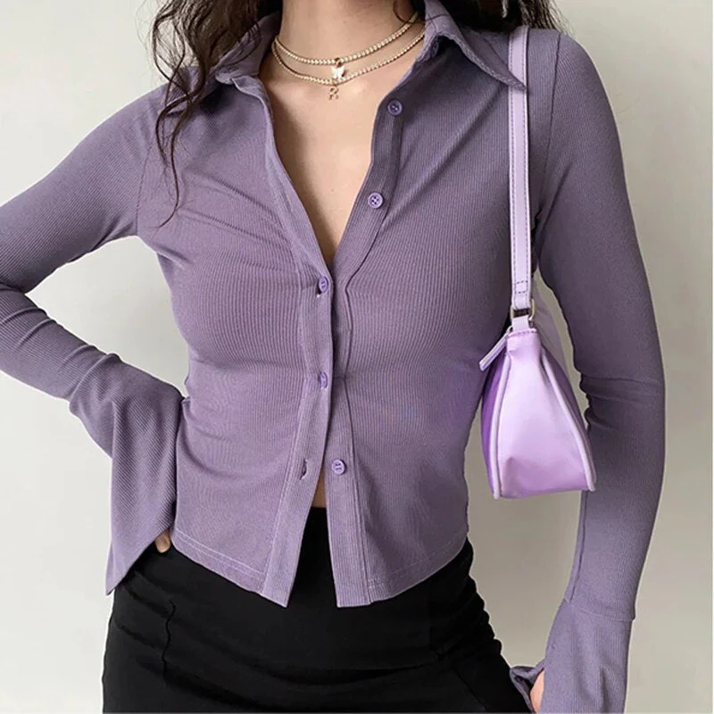 Vrouwen Enkelborstig Klokmouw Blouse - Image 4