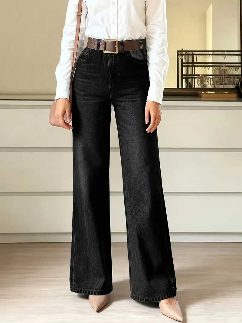 Wide leg jeans donker gewassen - Image 4