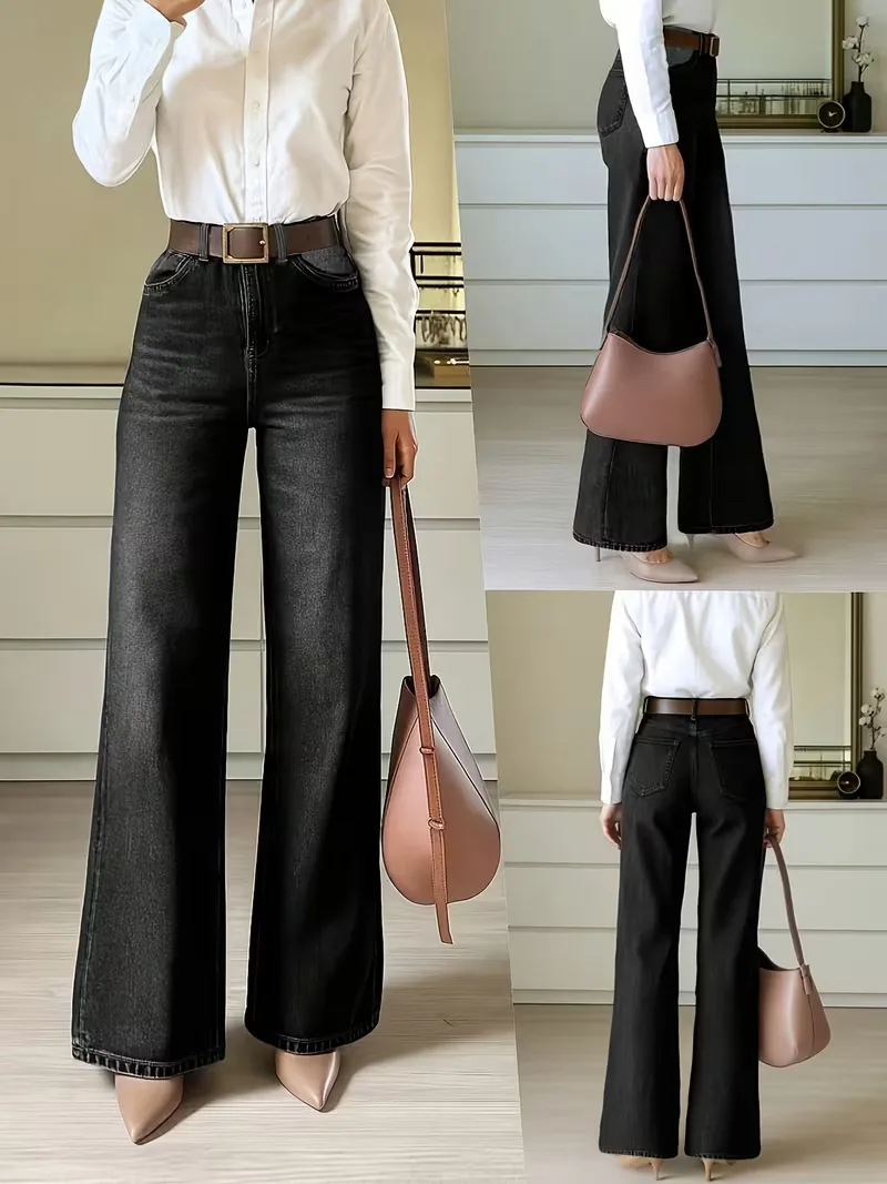 Wide leg jeans donker gewassen - Image 5
