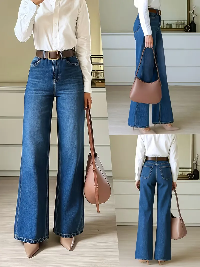 Wide leg jeans donker gewassen - Image 9