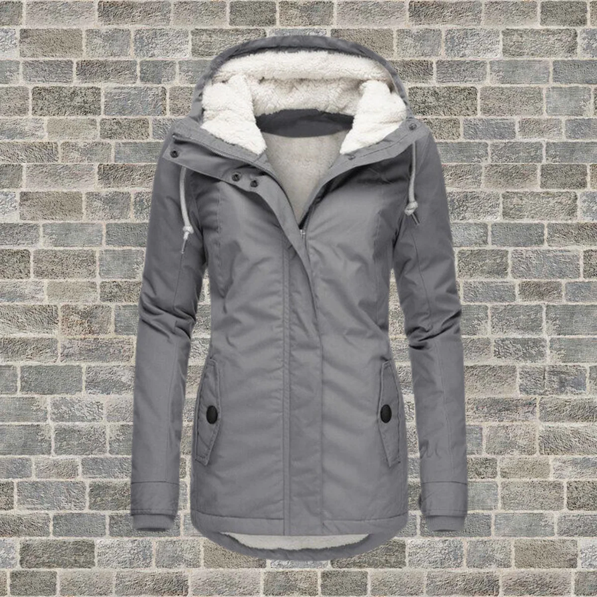 Winterjas met capuchon en fleece voering