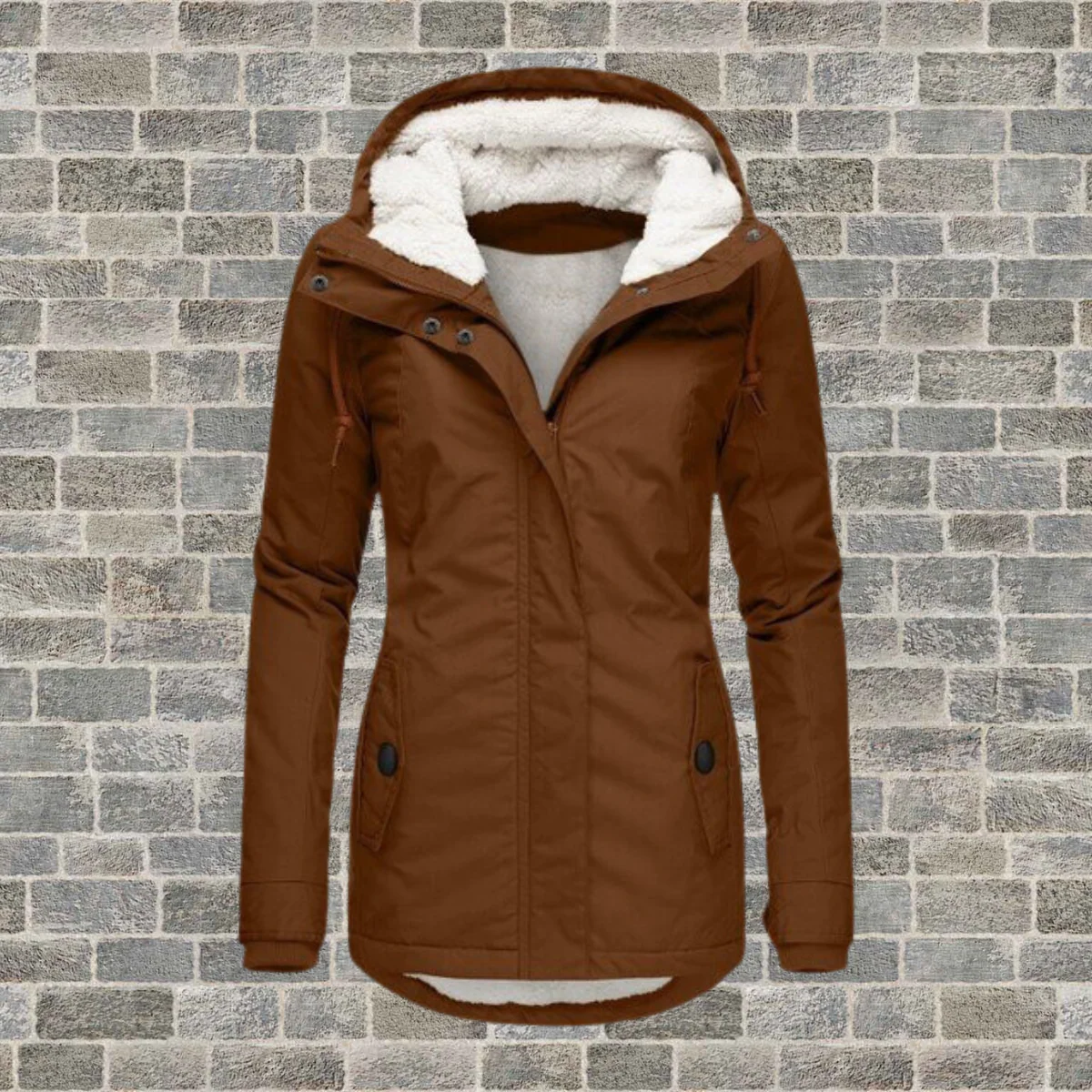 Winterjas met capuchon en fleece voering - Image 4