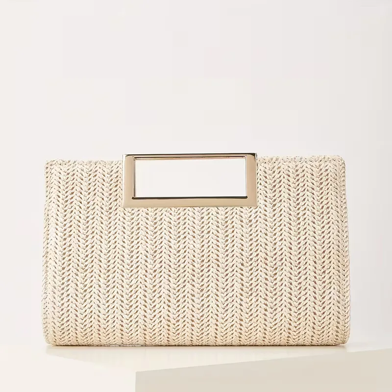 Woven clutch met vierkante handgreep - Image 4