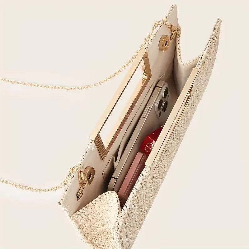 Woven clutch met vierkante handgreep - Image 5