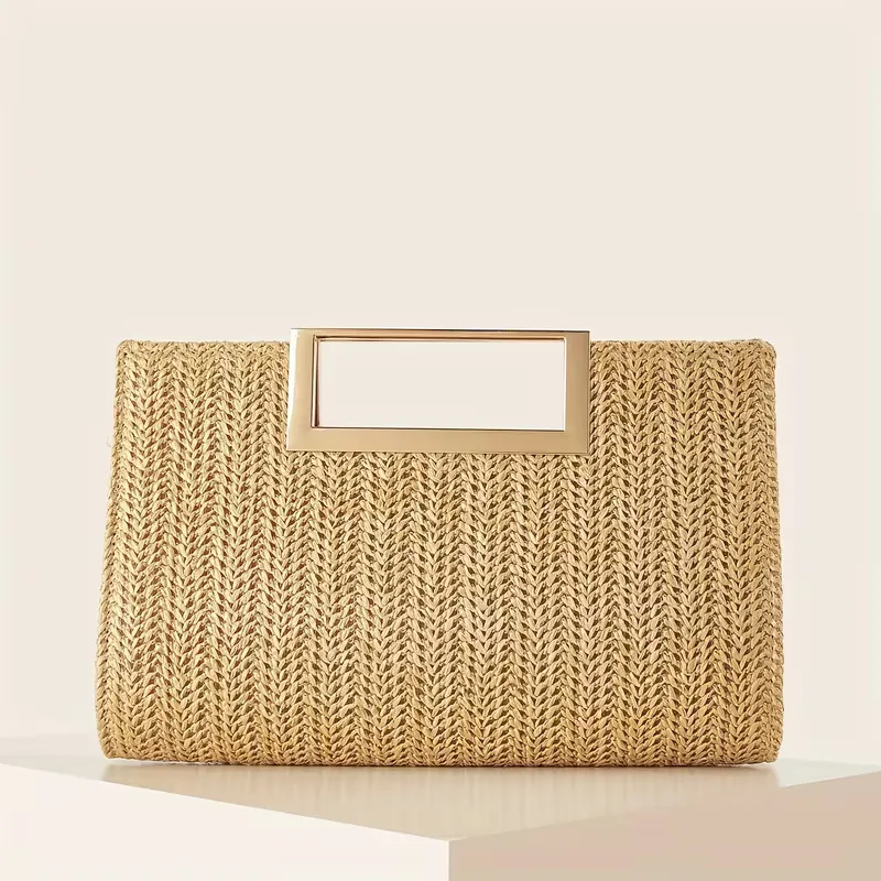 Woven clutch met vierkante handgreep - Image 7