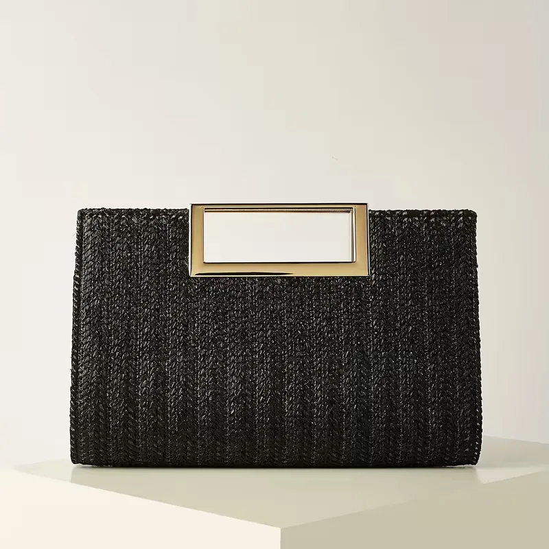 Woven clutch met vierkante handgreep - Image 9